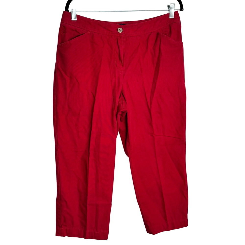 Pendleton Women Red Capri Pants Size 12 Casual Cotton Blend Business Resort
